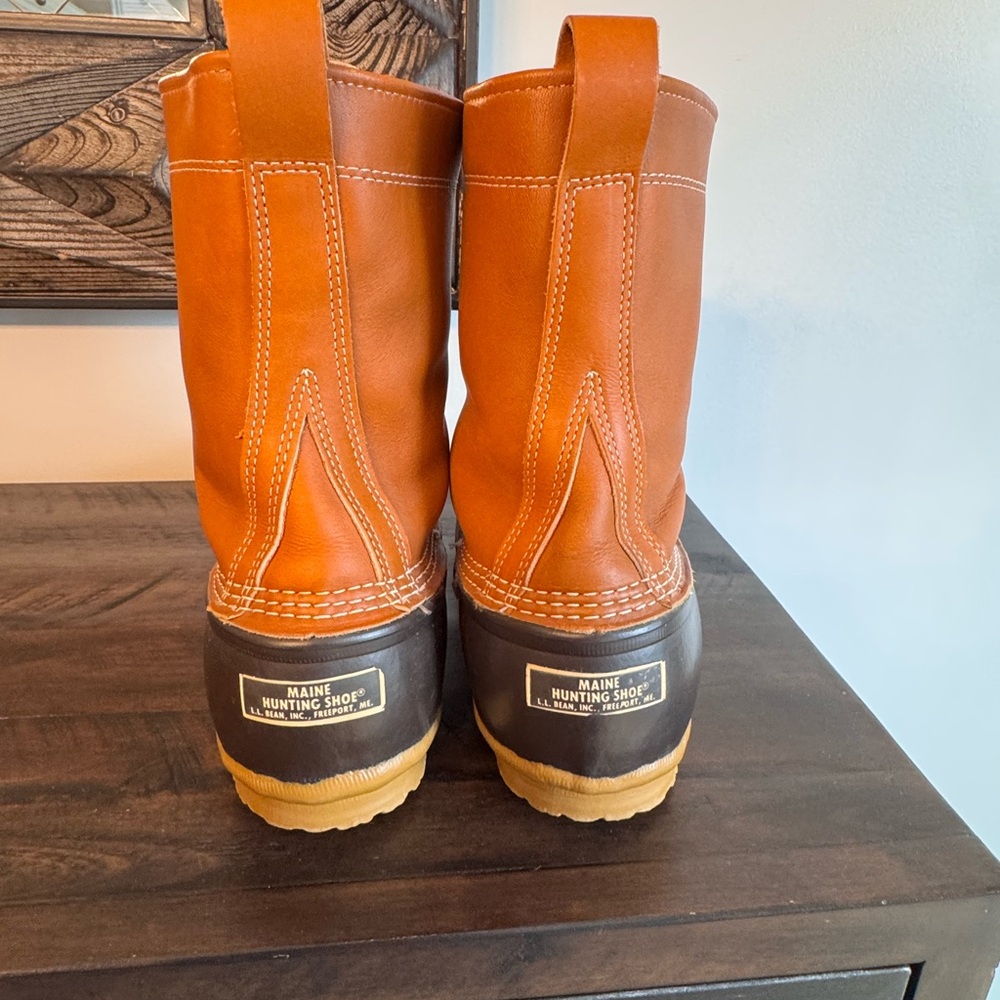 L.L. Bean Men's Two-Tone Brown and Tan Hunting Duck Boots - Picture 2 of 8